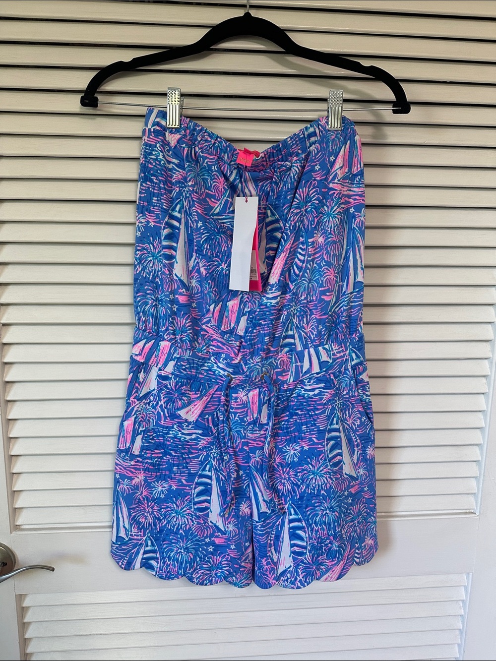 Lilly Pulitzer Women’s Blue & Pink Tropical Print Shorts Romper
